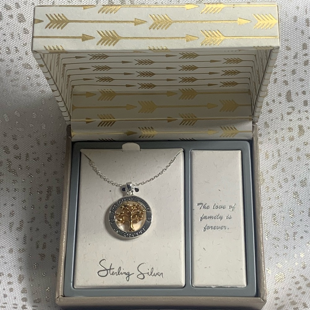 Inspirational Tree Of Life Necklace Two-tone in Sterling Silver Gold Plated